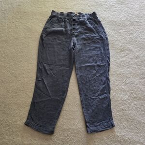 Madewell Cotton-Linen Pull-On High-Rise Tapered Pants, Women's Small - Indigo